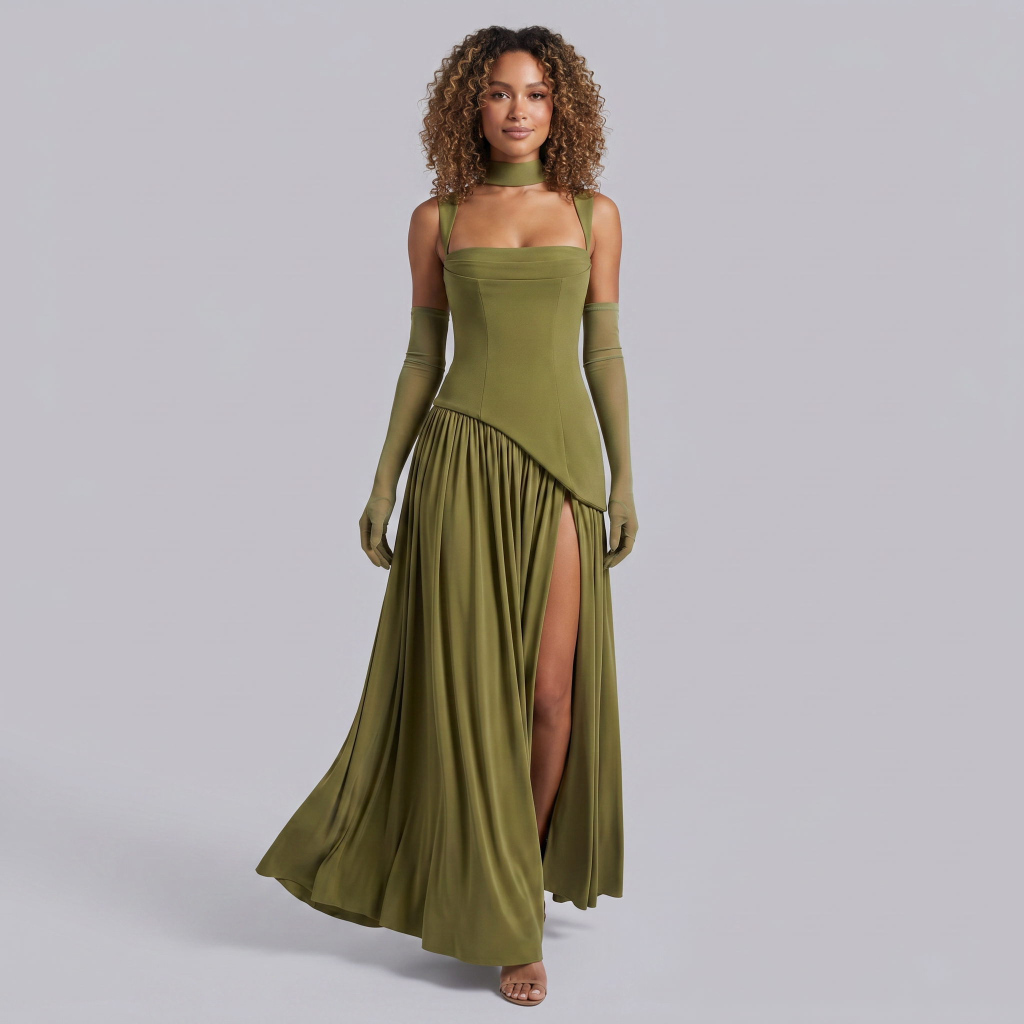 Women’s Asymmetric Chiffon Wedding Guest Maxi Dress