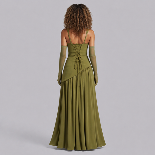 Women’s Asymmetric Chiffon Wedding Guest Maxi Dress