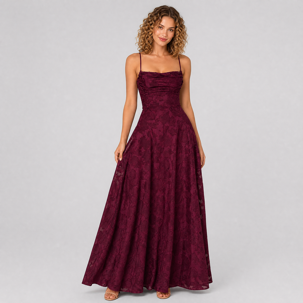 Women’s Jacquard-Texture Cowl-Neck Occasion Maxi Dress
